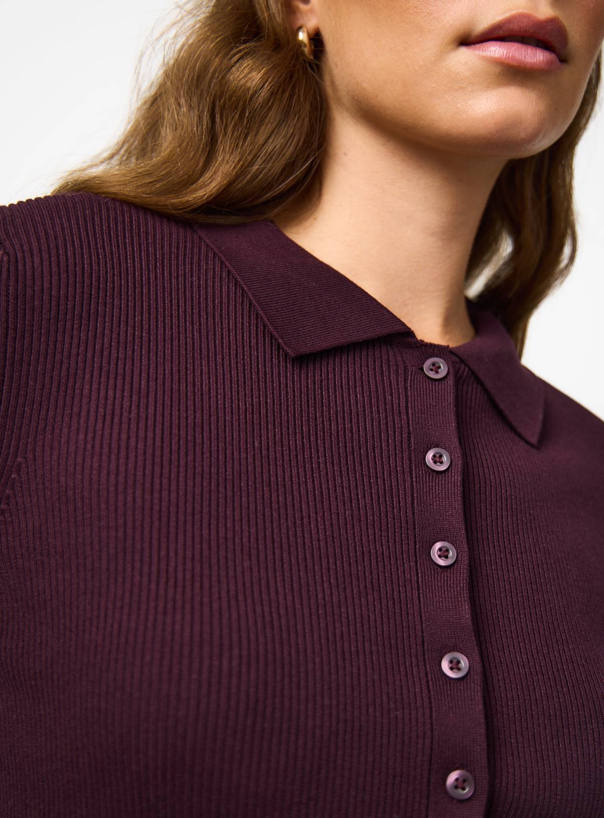 Dark Red Ribbed Button Through Cardigan 14 - Image 3